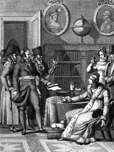 Madame Lenormand being arrested in her parlor